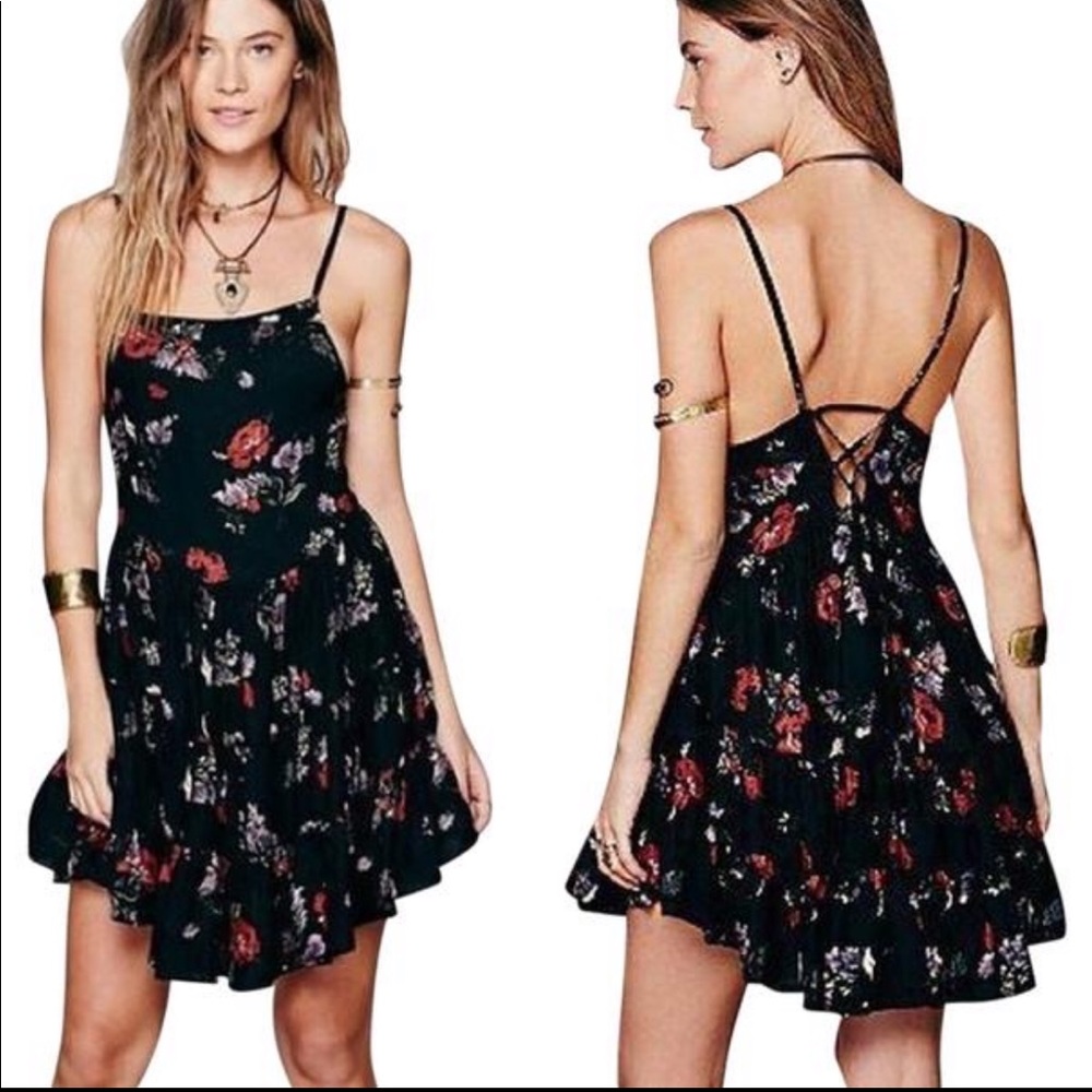 Free people circle of flowers printed slip dress